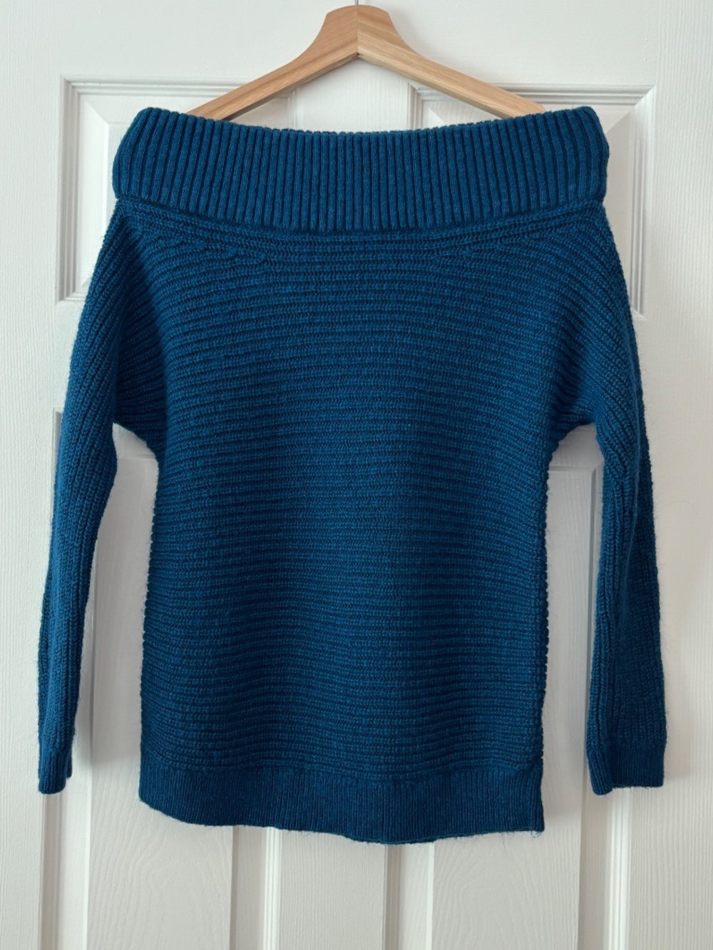Express Off The Shoulder Chunky Sweater - Teal Size S - Picture 3 of 8